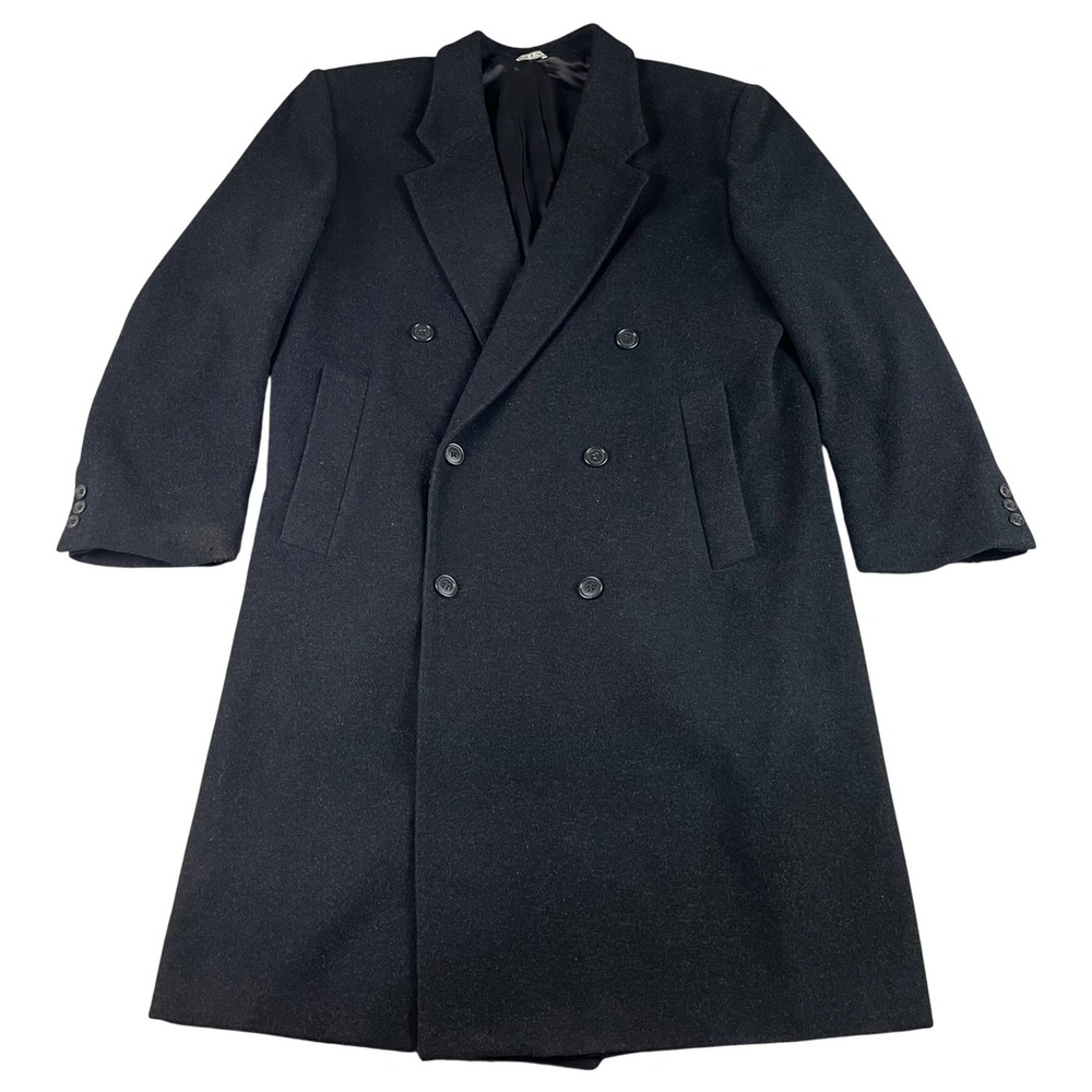Vito Rufolo Mens Double Breasted‎ Overcoat Made in Italy 42S Black Wool Cashmere